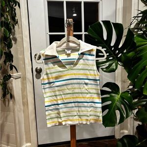 LOFT Multicolor Striped Cotton Top